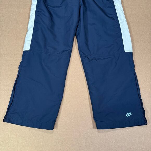 Vintage Nike Track Pants Navy Blue White Stripe Mesh Lined Zip Ankle Y2K 2000s L - Picture 3 of 9
